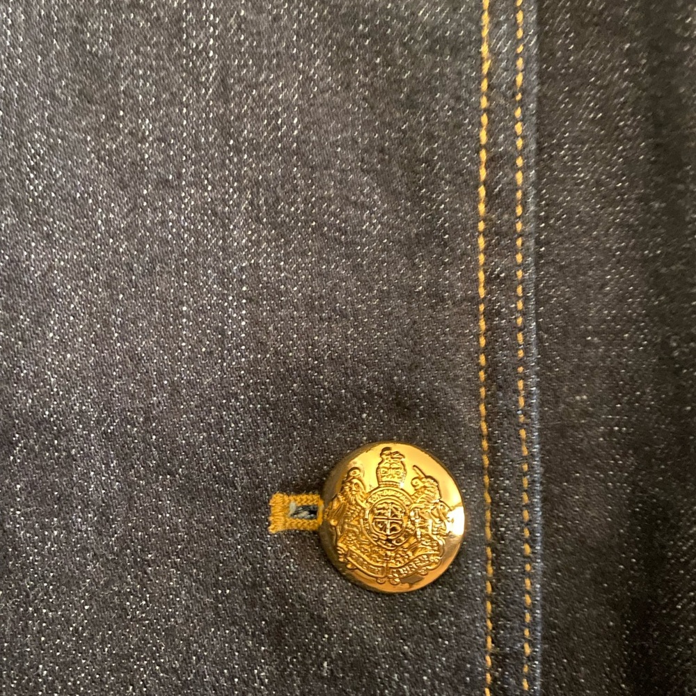🐴 Ralph Lauren Jeans Co. Double Breasted Gold Button Denim Peacoat Jacket, M - Picture 9 of 10